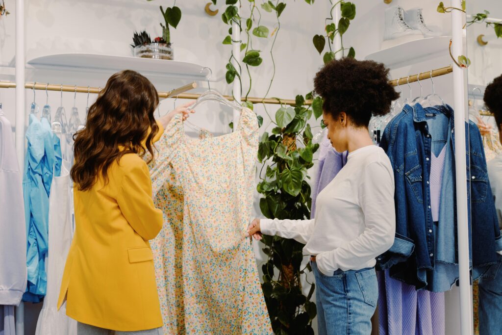 Customers shopping in a clothing boutique